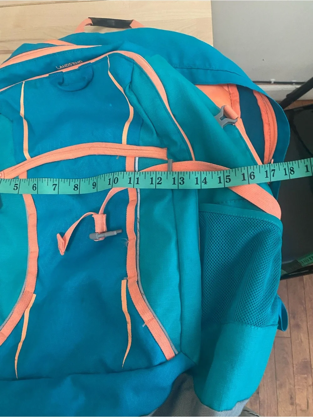 Land’s End Teal and Coral Women’s Everyday Backpack - Lightweight Travel Bag